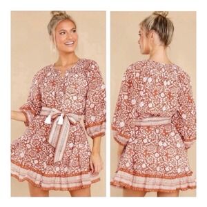 Cleobella Gwen Anila Mini Dress in Terracotta Size Small